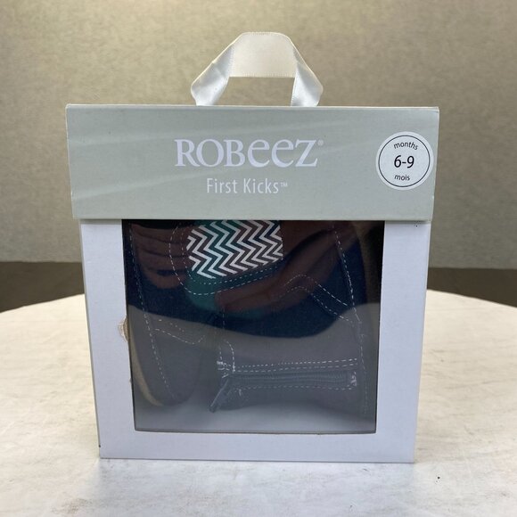 Robeez First Kicks‎ Maddox Navy Leather Boot Size 6-9 Months Zipper,Baby, New - Picture 4 of 16